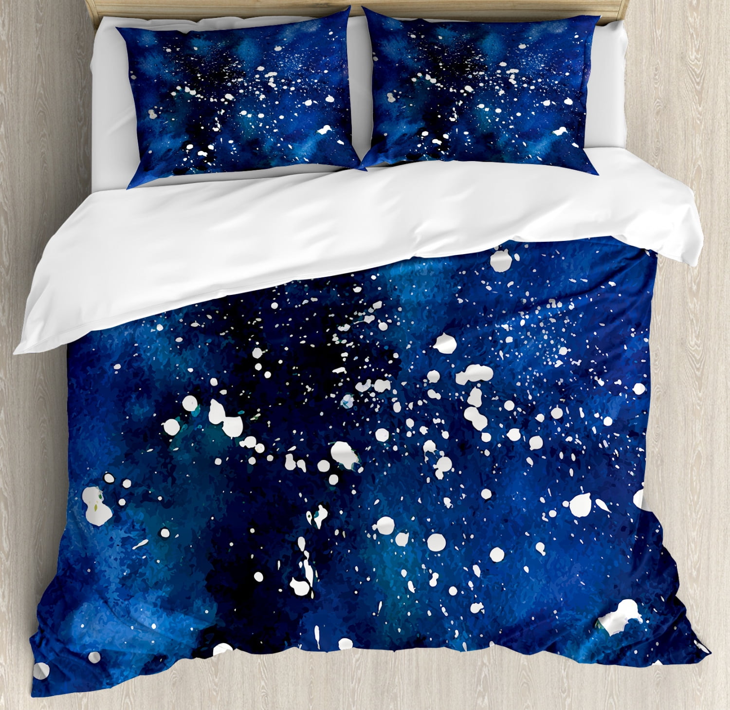 Indigo Blue and White Abstract Microfiber Duvet Cover Set
