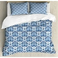 thumbnail image 1 of Indigo Duvet Cover Set, Victorian Style Floral Design Vintage Print, Decorative 3 Piece Bedding Set with 2 Pillow Shams, King Size, Petrol Blue Turquoise, by Ambesonne, 1 of 3