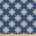 thumbnail image 1 of Ambesonne Indigo Fabric by the Yard Upholstery, Greek House Tile Themed, 1 Yard, Navy Blue and White, 1 of 4