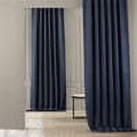 Indigo Faux Linen Blackout Room Darkening Curtain