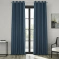 thumbnail image 1 of Indigo Faux Linen Grommet Room Darkening Curtain (1 Panel), Indigo, 50W X 96L, 1 of 10