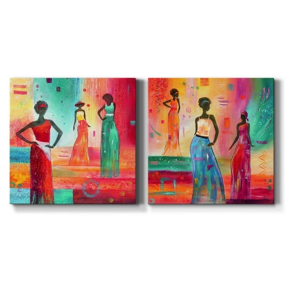 Indigo Field I - Premium Gallery Wrapped Canvas - Ready to Hang Set of 2 - 16 x 16 Each