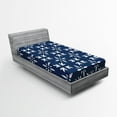 thumbnail image 1 of Ambesonne Asian Fitted Sheet, Modern Flower Petals Motif, Twin Size, Dark Sky Blue and White, 1 of 2