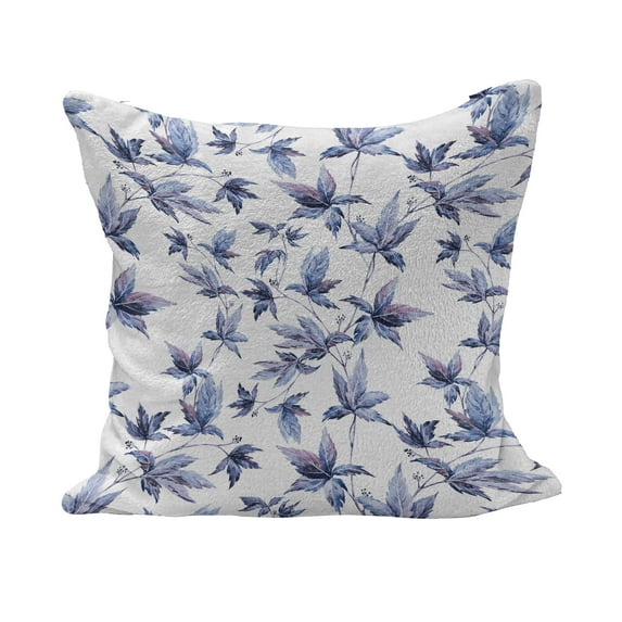 Indigo Fluffy Throw Pillow Cushion Cover, Abstract Grunge Watercolored Hand Drawn Image Shadow Tree Leaves, Decorative Square Accent Pillow Case, 40" x 40", Dark Blue Purple, by Ambesonne