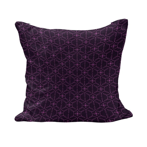 Indigo Fluffy Throw Pillow Cushion Cover, Oriental Design with Floral Swirl Leaf Details Image Print, Decorative Square Accent Pillow Case, 16" x 16", Eggplant Purple, by Ambesonne