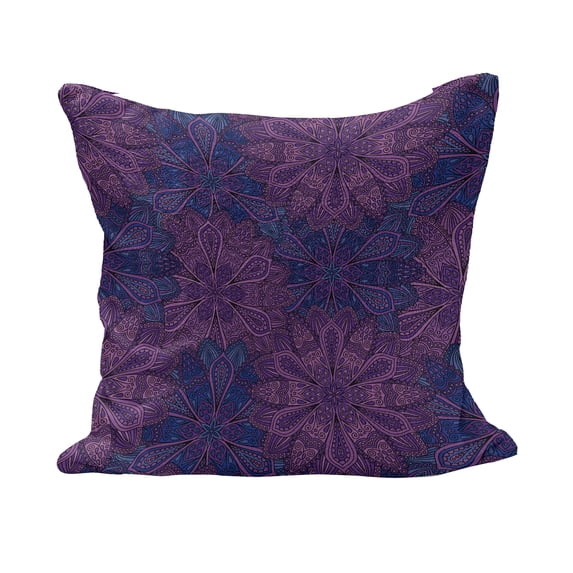 Indigo Fluffy Throw Pillow Cushion Cover, Paisley Flower Inspired Design with Inner Swirls Leaves Image, Decorative Square Accent Pillow Case, 20" x 20", Dark Blue Purple, by Ambesonne