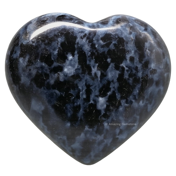 Indigo Gabbro Crystal Heart - Pocket Massage Worry Stone