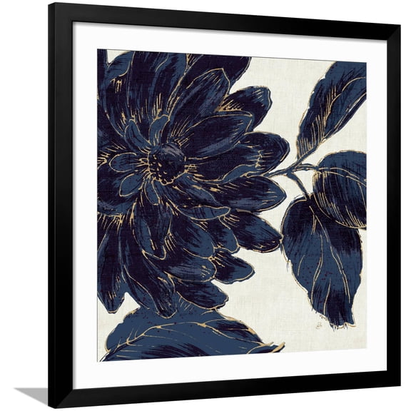 Art.com Indigo Garden I Premium Giclee Print by Daphne Brissonnet, Black Frame Wall Art, 38" x 38"