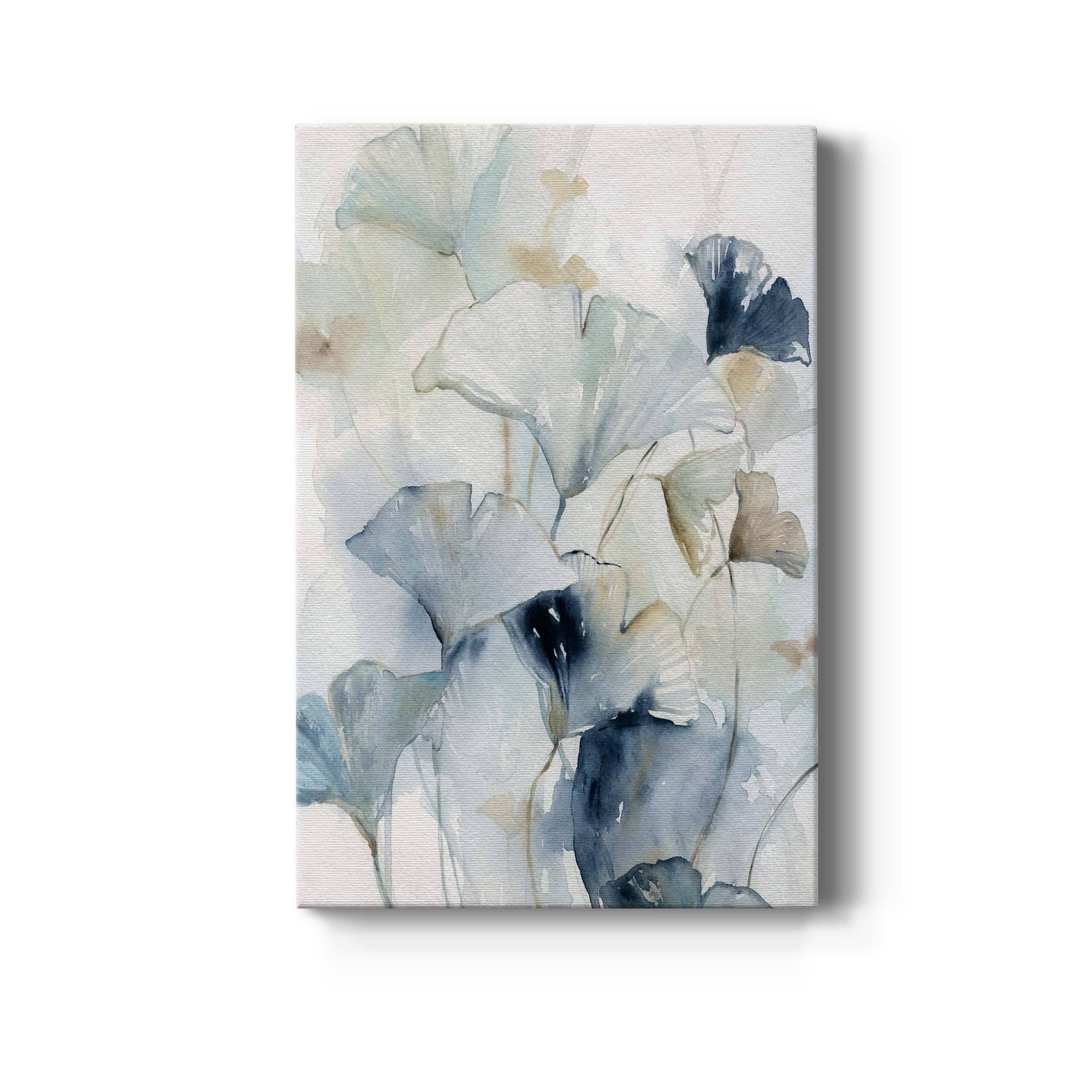 Large Blue and Beige Abstract Canvas Art with Wood Frame