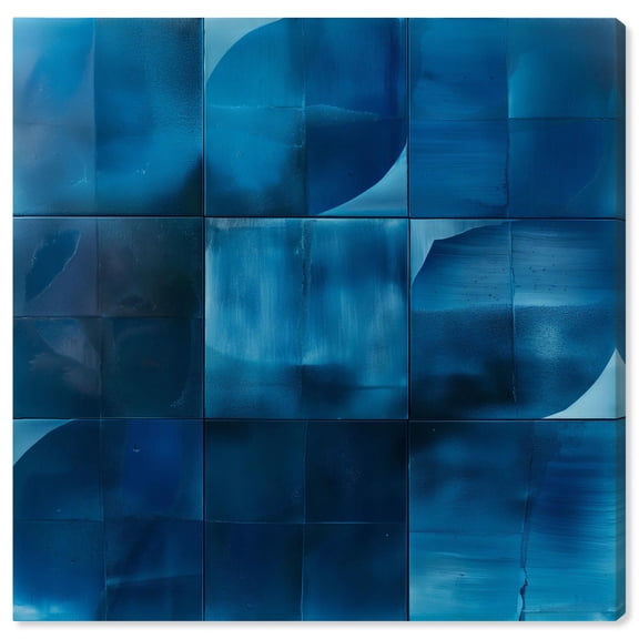 Indigo Glints Canvas Blue Abstract Art by Art Remedy, Gallery Wrapped, 12" x 12"