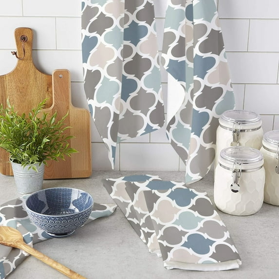 Indigo Gray Morocco Geometry Microfiber Kitchen Hand Towel Dish Cloth Tableware Household Cleaning Towel Utensils for Kitchen