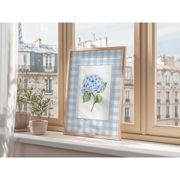 Indigo Hydrangea Hamptons Style Floral Art Unframed Paper Poster 8x10in