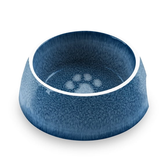 Indigo Impressions Paw Melamine Pet Bowl - Large - 6 Cups - Indigo - Set of 2