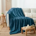 thumbnail image 1 of Indigo Ink Navy Blue Soft Plush Faux Fur Polyester Throw, 50" x 70", 1 of 6