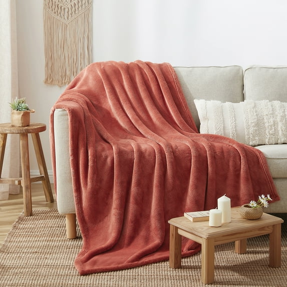 Indigo Ink Spice Orange Soft Plush Faux Fur Polyester Throw, 50" x 70"