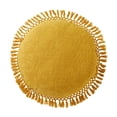 thumbnail image 1 of Indigo Ink Tufted 20" Gold Boho Round Cotton Decorative Pillow with Tassels, 1 of 5