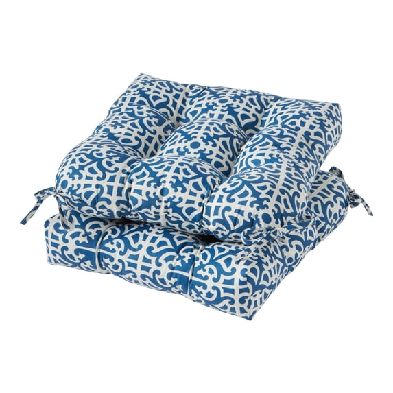 Greendale Home Fashions Tufted Outdoor 20'' x 20'' Seat Cushion, Set of 2, Indigo