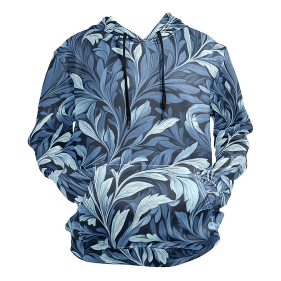Indigo Leaf Art Prints Men’s Hoodies Sweatshirt Fleece Jackets Long Sleeve Sweatshirts