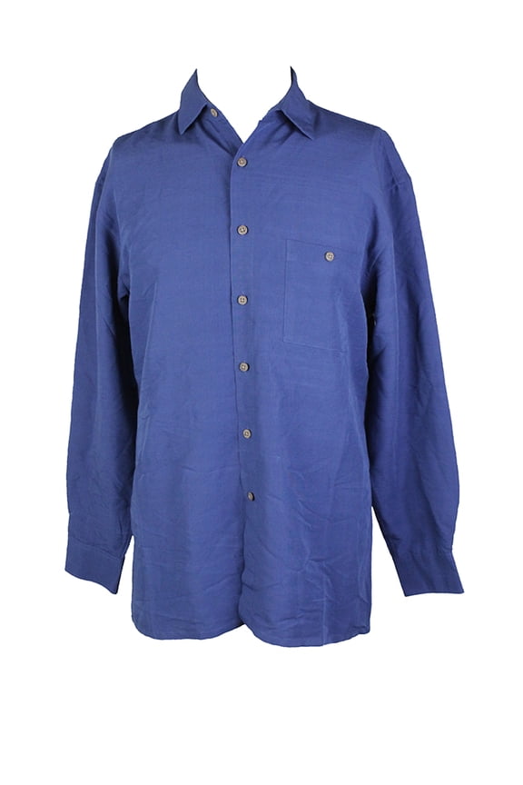 Indigo Long-Sleeve Textured Pocket Shirt S