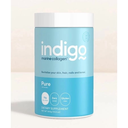 Indigo Marine Collagen Peptides Powder – Type I, II, III, IV – 10g Protein per Serving – Wild Caught – Hair, Skin, Nails, Joints Support – 7 oz