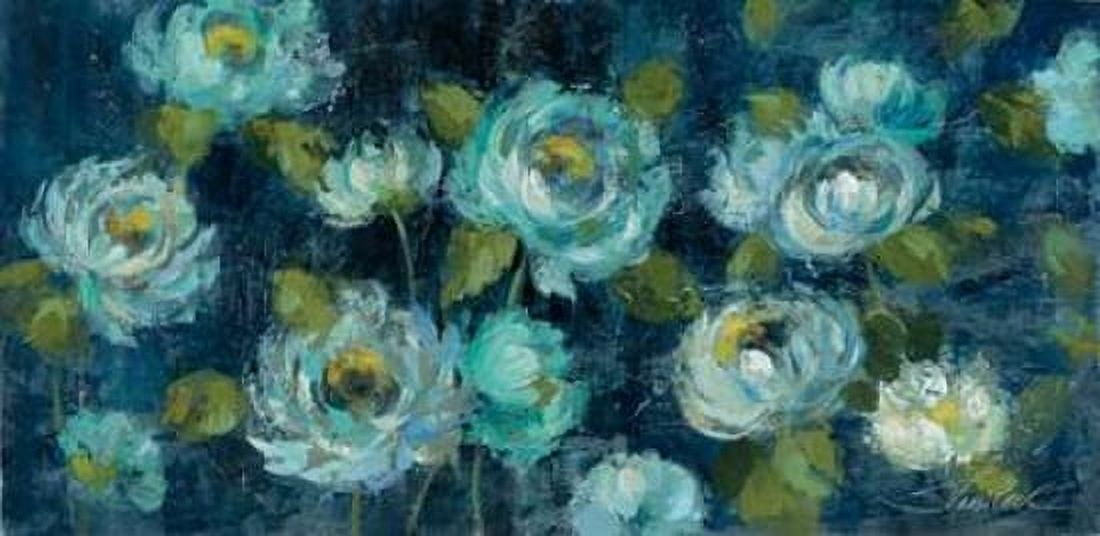 Indigo Mums Canvas Art - Silvia Vassileva (24 x 48)