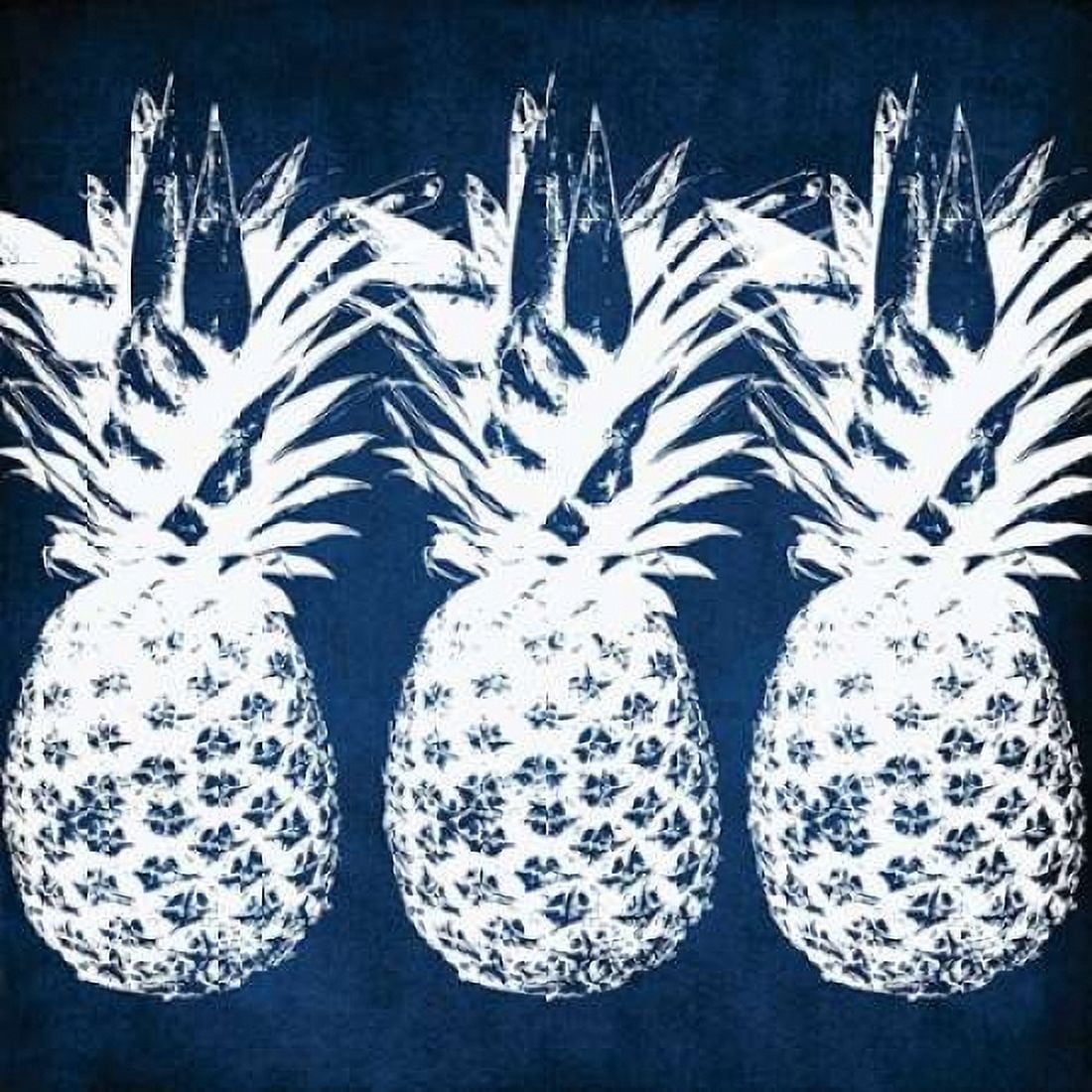 Indigo Pineapple Canvas Art - Linda Woods (24 x 24)