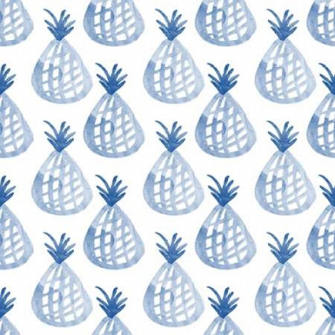 Indigo Pineapples Canvas Art - Linda Woods (24 x 24)