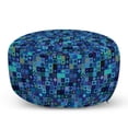 thumbnail image 1 of Indigo Pouf Cover with Zipper, Play Cards Inspired Hearts Circles Squares Flower Modern Image, Soft Decorative Fabric Unstuffed Case, 30" W X 17.3" L, Fern Green Purple, by Ambesonne, 1 of 3