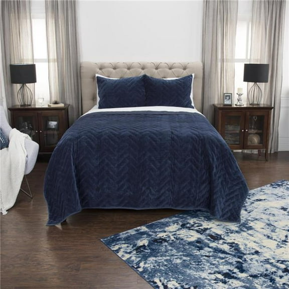 Indigo Queen Size 100 Percent Cotton 300 Thread Count Dry Clean Only Down Alternative Comforter