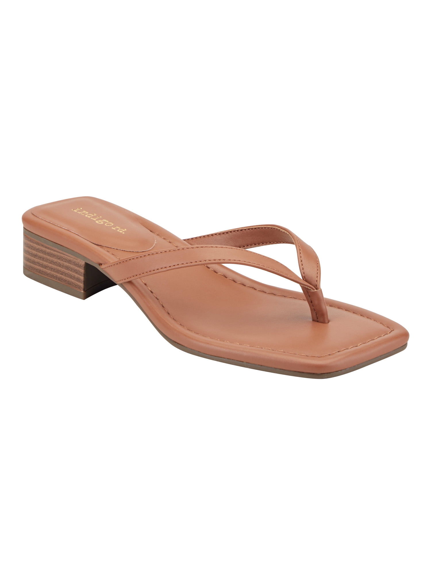 indigo rd Women's Yurma Slide On Thong Block Heel Sandal