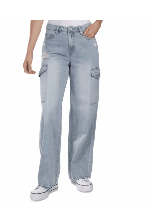 Juniors' 90s Skater Flare-Leg Utility Jeans - Light Blue