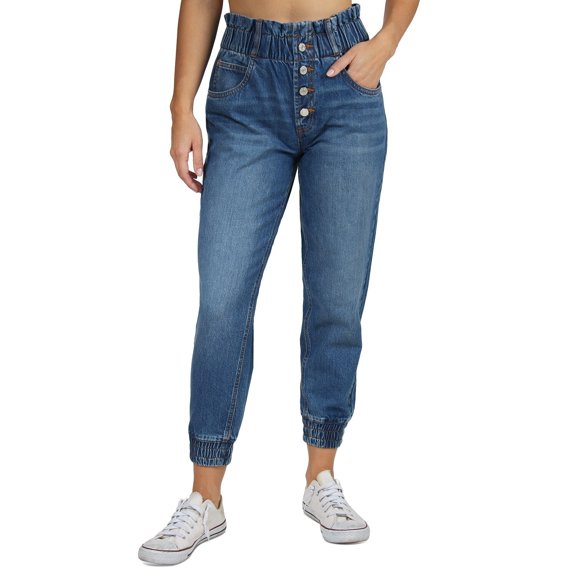 Indigo Rein Juniors' Cotton Slouchy Paperbag-Waist Pants