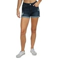 thumbnail image 1 of Indigo Rein Juniors' High Rise Distressed Jean Shorts Med Blue 13, 1 of 1
