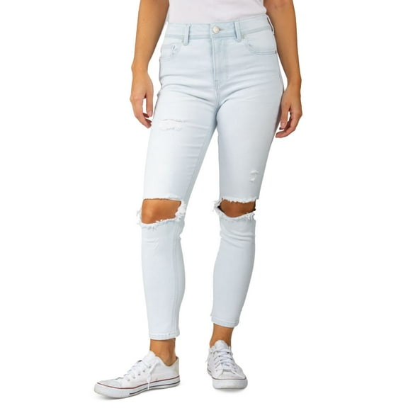 Indigo Rein Juniors High Rise Distressed Knee Skinny Jeans