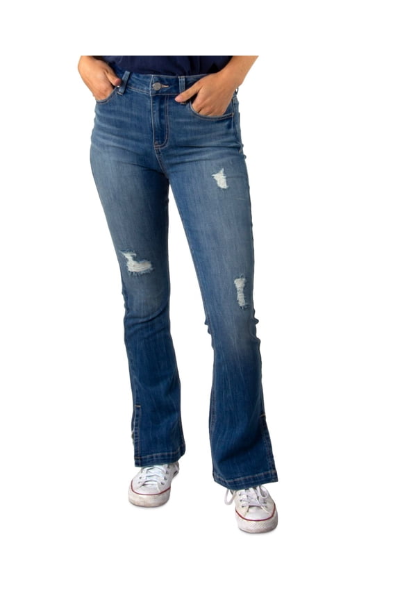 Juniors Ripped Bootcut Jeans