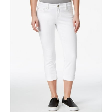 Indigo Rein Juniors Second Skin Cropped Cuffed Jeans White 7
