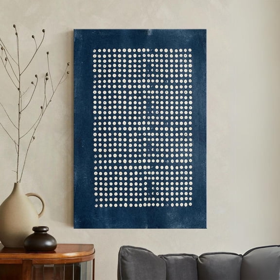 Indigo Shibori Dot Grid Poster, Unframed Paper Poster 11x14in