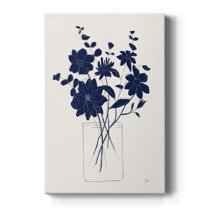 Indigo Sketch Bouquet II Premium Gallery Wrapped Canvas - Ready to Hang