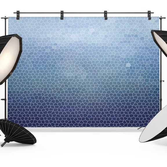 Indigo Sky Blue Mosaic Backdrops for Photography, Minimalist Abstract Hexagonal Grid Gradient Fabric Photo Background Sturdy Studio Props for Photo Studio, Video Recording, Booth & Photoshoot 7x5ft