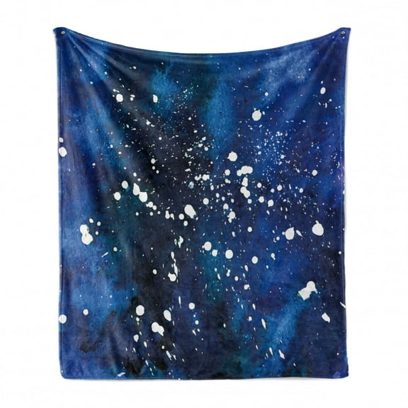 Indigo Soft Flannel Fleece Throw Blanket, Grunge Space Time Inspired Ombre Colored Modern Image, Cozy Plush for Indoor and Outdoor Use, 70" x 90", Pale Blue Dark Blue, by Ambesonne