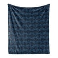 thumbnail image 1 of Indigo Soft Flannel Fleece Throw Blanket, Ocean Inspired Garden Botanic Floral Details Leaves Buds Image Print, Cozy Plush for Indoor and Outdoor Use, 70" x 90", Dark Blue Violet Blue, by Ambesonne, 1 of 5