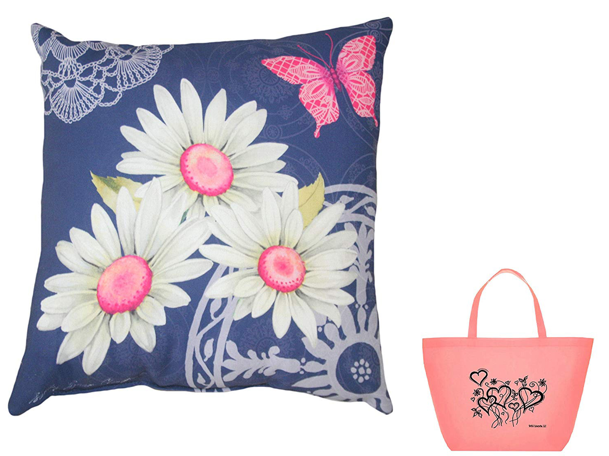 Indigo Spring Floral Indoor/Outdoor Pillow & Tote 2 Piece Gift Set - image 1 of 1