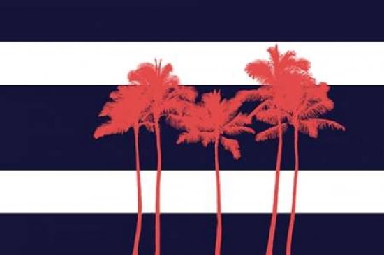 Indigo Stripe Palms I Canvas Art - Ramona Murdock (12 x 18)