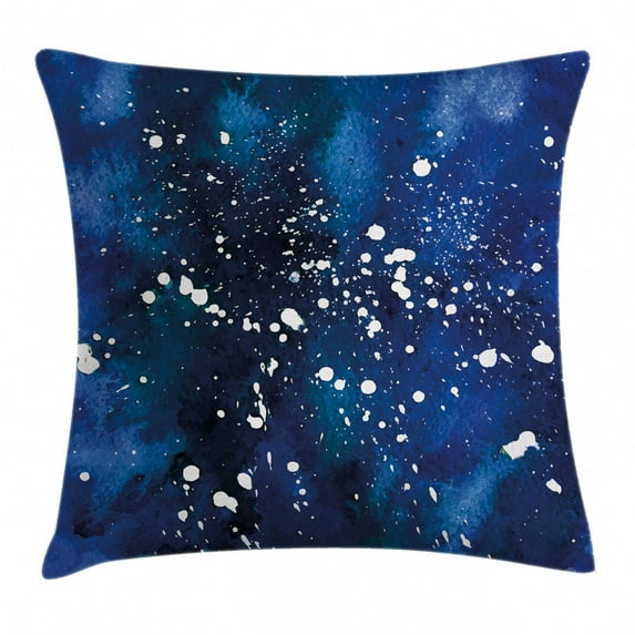 Indigo Throw Pillow Cushion Cover, Grunge Space Time Inspired Ombre Colored Modern Artistic Image, Decorative Square Accent Pillow Case, 24 X 24 Inches, Dark Blue Light Blue and White, by Ambesonne