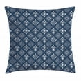 thumbnail image 1 of Indigo Throw Pillow Cushion Cover, Mediterranean Floral Leaf Swirl Detailed Rectangular Armor Design Image, Decorative Square Accent Pillow Case, 20 X 20 Inches, Navy Blue and White, by Ambesonne, 1 of 2
