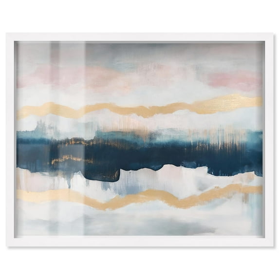 Indigo Tides Shadowbox Print Blue Art by Art Remedy, White Frame, 45 x 36