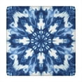 thumbnail image 1 of Indigo Tie Dye Snowflake Square Fitted Tablecloth with Elastic Edge,Square Table Cover,Washable Elastic Table Cover for Home Kitchen Party Decor 34"x34", 1 of 6