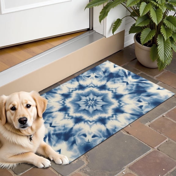 Indigo Tie Dye Star Door Rugs,Washable Non Slip Door Mats Indoor,Decorative Door Mats,Entry Mat Indoor for Entrance,Bedroom,Kitchen,Bathroom,16"x24"