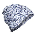 thumbnail image 1 of Indigo Unisex Beanie, Modern Flowers Leaves Buds, Hiking Outdoors, Pale Blue Navy Blue, by Ambesonne, 1 of 1