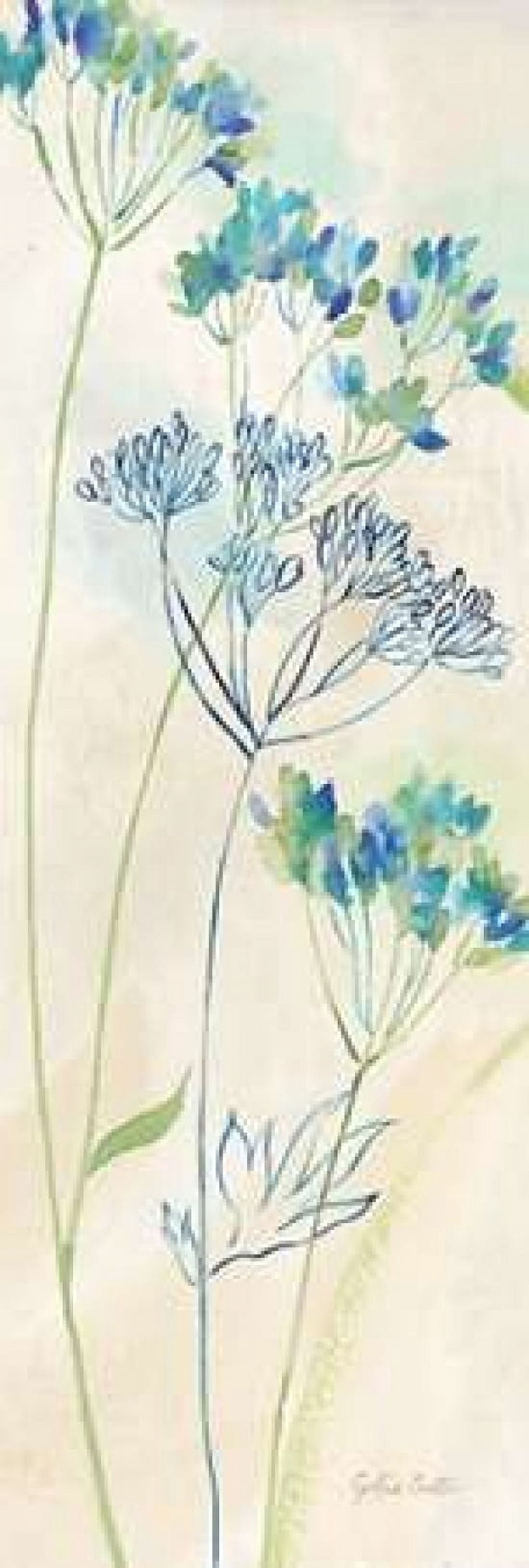 Indigo Wildflowers Panel I Canvas Art - Cynthia Coulter (12 x 36)